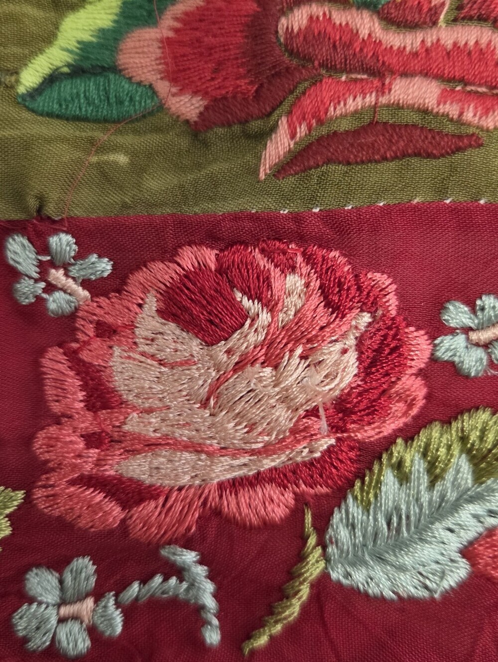 Johnny Was Embroidered Silk Floral Bird Tote Bag Purse - Picture 8 of 13